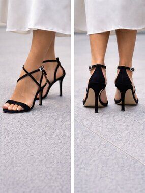 Sophia Webster Rosalind Suede Heels Black Strappy Designer EU 35.5 Luxury